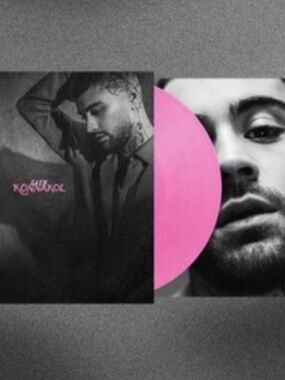 Pink Vinyl Record with Black & White Album Cover
